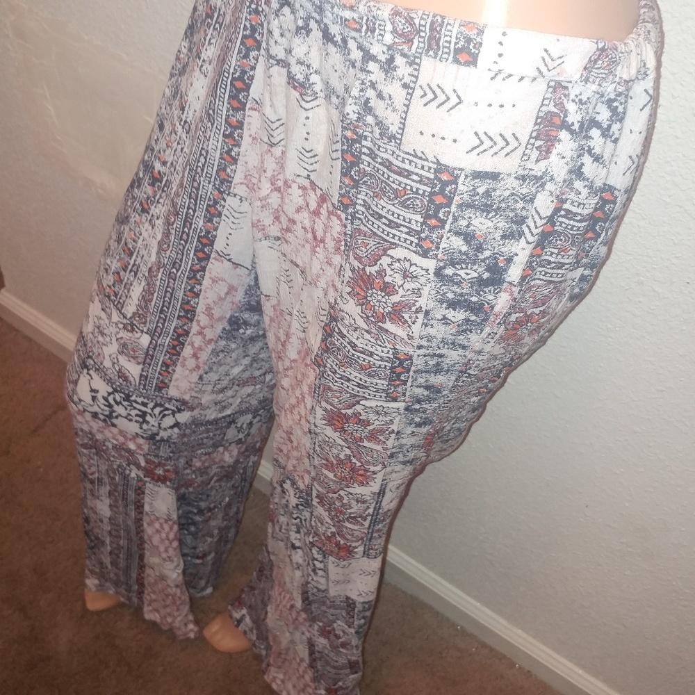 Billabong Wide Leg Patchwork Pattern Boho Beach F… - image 1